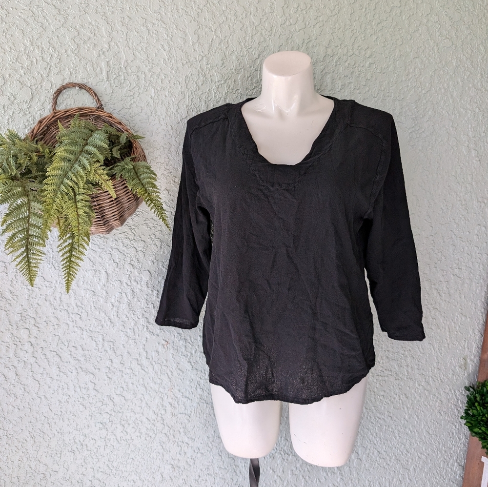 Oh my gauze black 3/4 sleeve shirt size 1/sm‎